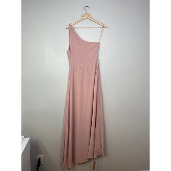 NWT Reformation Evelyn One Shoulder Long Blush Pink Maxi Dress with Front Slit - Picture 9 of 10